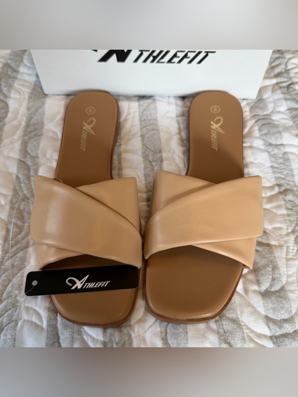 Women's Tan Crisscross Slide Sandals